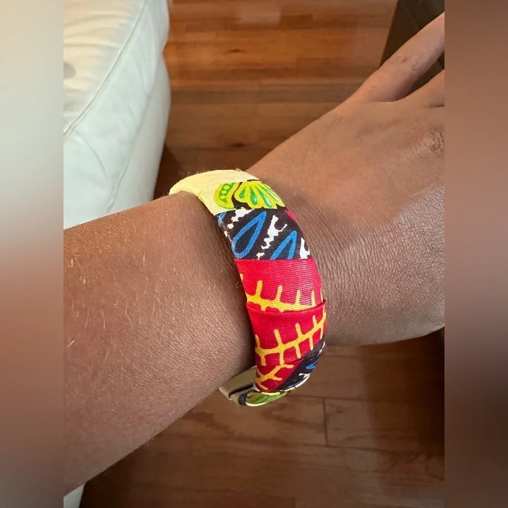Vibrant Multicolor Fabric-Wrapped Bangle Bracelet